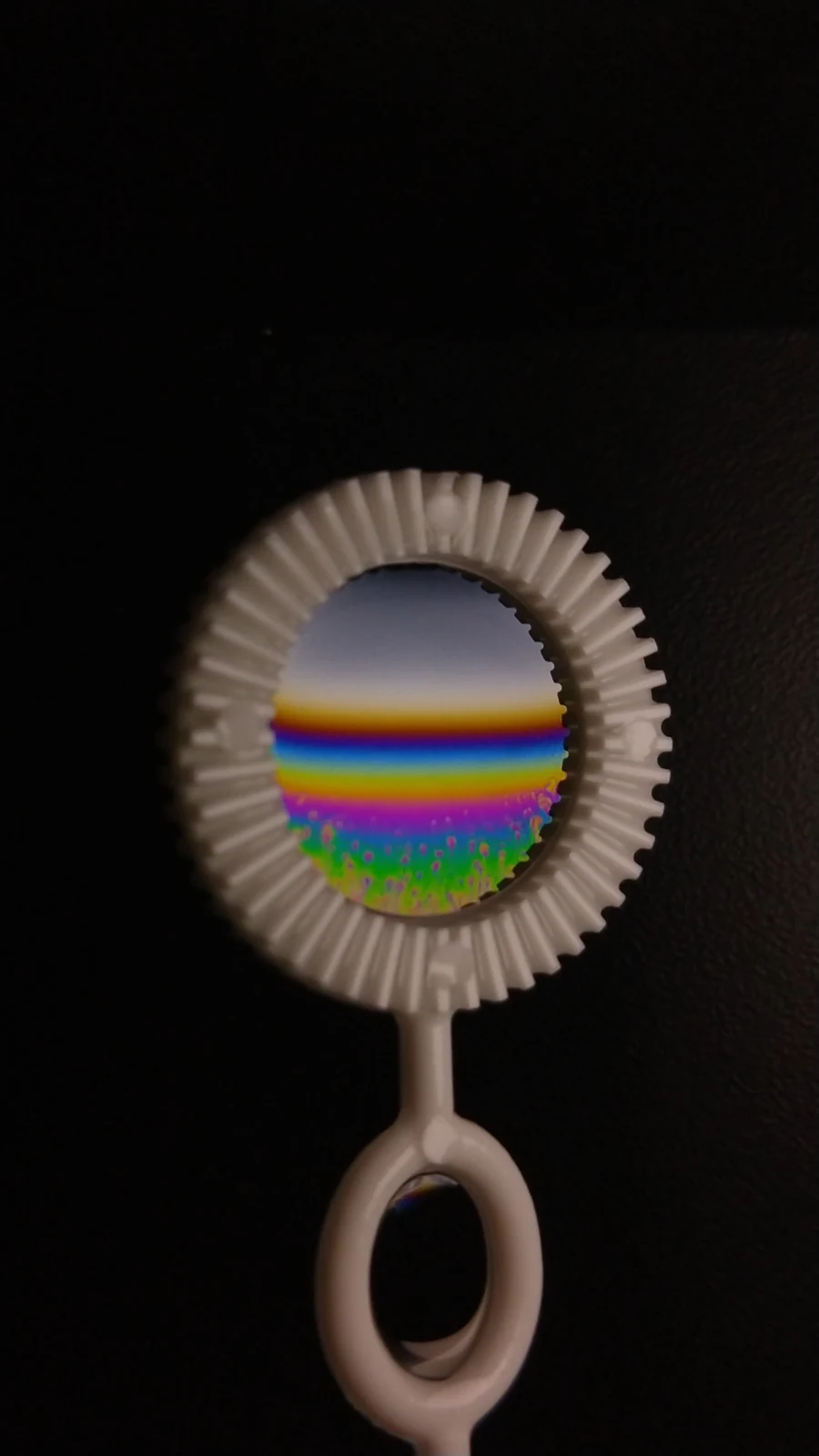 Soap film with colored interference bands