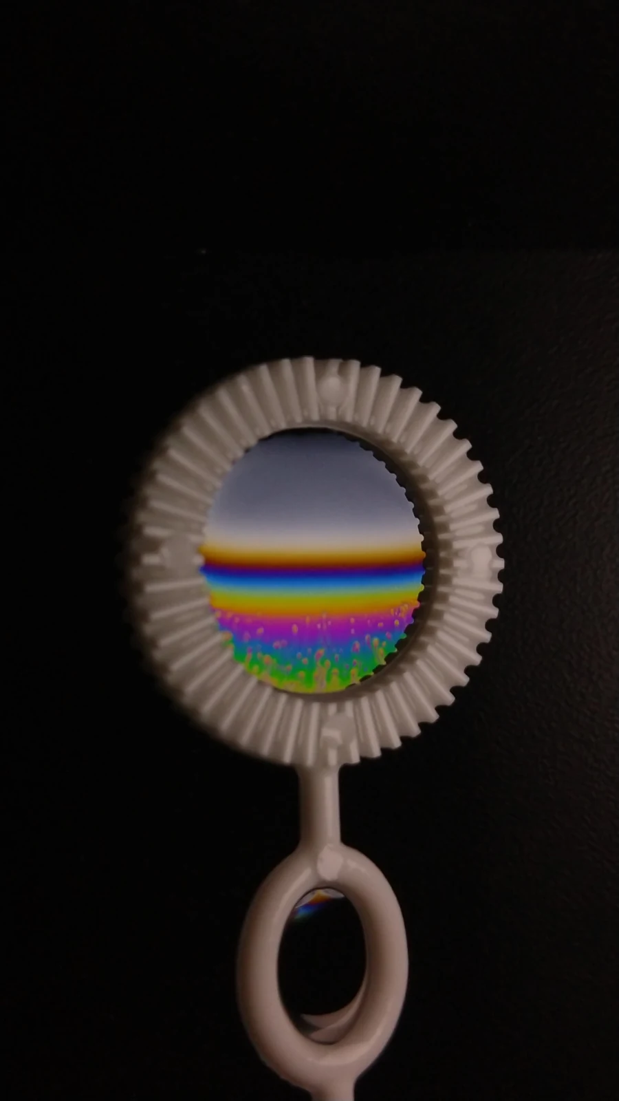 Soap film with colored interference bands