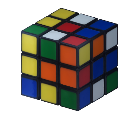 Fixed two-dimensional render of the same Rubik’s cube model